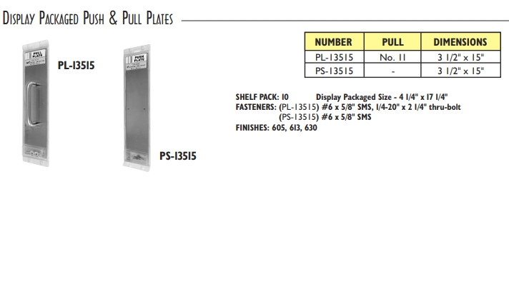 1-DISPLAY PACKAGED PUSH & PULL PLATES